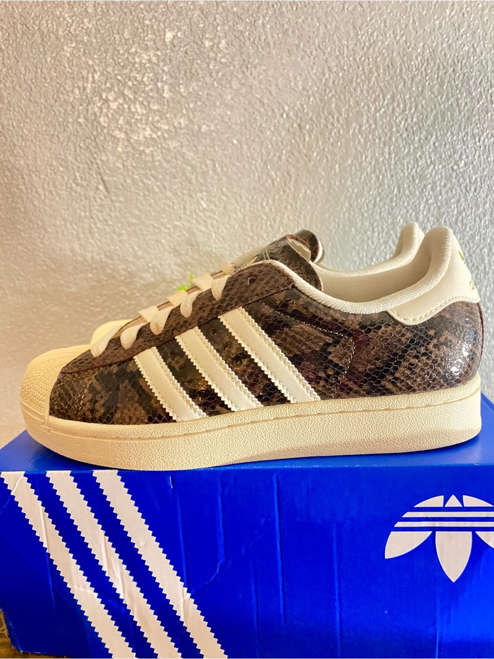 Adidas Snake-Print Sneakers in Brown and White